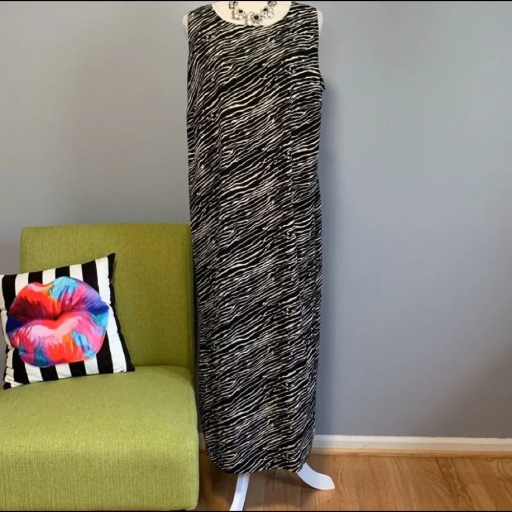 Studio I Sheath Dress sz 12 New with Tags Long Black white zebra - Picture 4 of 15